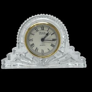 Vintage Godinger Crystal Legends Desk Mantel Clock 24% Lead Crystal No Battery